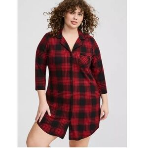 Torrid Super Soft Plaid Lightweight Sleep Shirt NWT